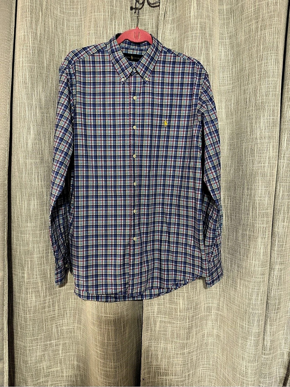 Ralph Lauren Men's Plaid Cotton Button Down Size Large